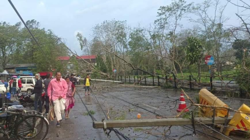 Assam: Heavy storm uprooted trees and electric poles in Dibrugarh