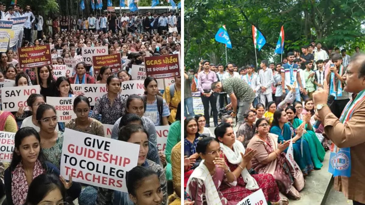 Congress protest at Saurashtra University, the blunt times